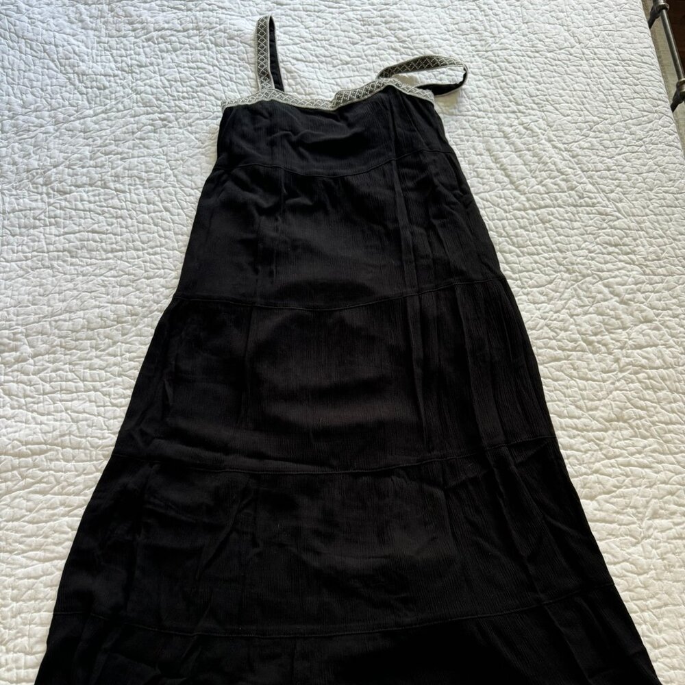 Fifteen Twenty Aztec Trim Black Crepe Maxi Dress